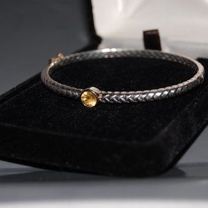 Town and Country sterling silver bangle bezel set citrinei 14 kt gold bangle